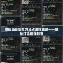 冒險島暗影雙刀加點屬性攻略——輕松打造最強刺客