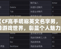 《CF高手昵稱英文名字男，玩轉游戲世界，彰顯個人魅力》
