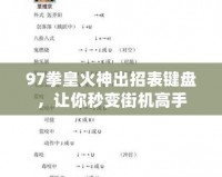 97拳皇火神出招表鍵盤，讓你秒變街機(jī)高手