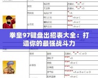 拳皇97鍵盤出招表大全：打造你的最強戰斗力