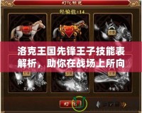洛克王國(guó)先鋒王子技能表解析，助你在戰(zhàn)場(chǎng)上所向披靡！