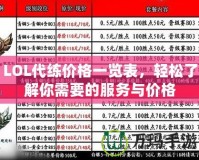 LOL代練價格一覽表，輕松了解你需要的服務與價格