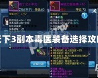 天下3副本毒醫裝備選擇攻略