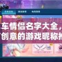QQ飛車情侶名字大全，甜蜜又有創(chuàng)意的游戲昵稱推薦！