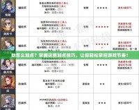 劫怎么加點？掌握這些加點技巧，讓你輕松掌控游戲節奏！