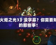 《火炬之光3》沒字幕？你需要知道的那些事！