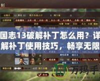 三國志13破解補丁怎么用？詳解破解補丁使用技巧，暢享無限樂趣！