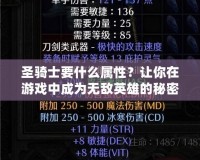 圣騎士要什么屬性？讓你在游戲中成為無敵英雄的秘密武器