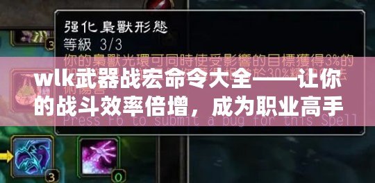 wlk武器戰宏命令大全——讓你的戰斗效率倍增，成為職業高手
