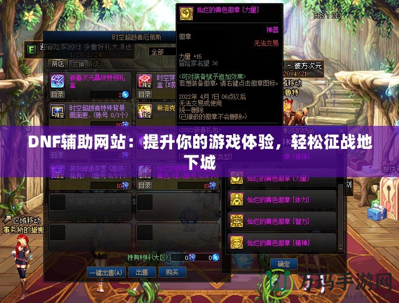 DNF輔助網(wǎng)站：提升你的游戲體驗，輕松征戰(zhàn)地下城