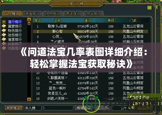 《問(wèn)道法寶幾率表圖詳細(xì)介紹：輕松掌握法寶獲取秘訣》