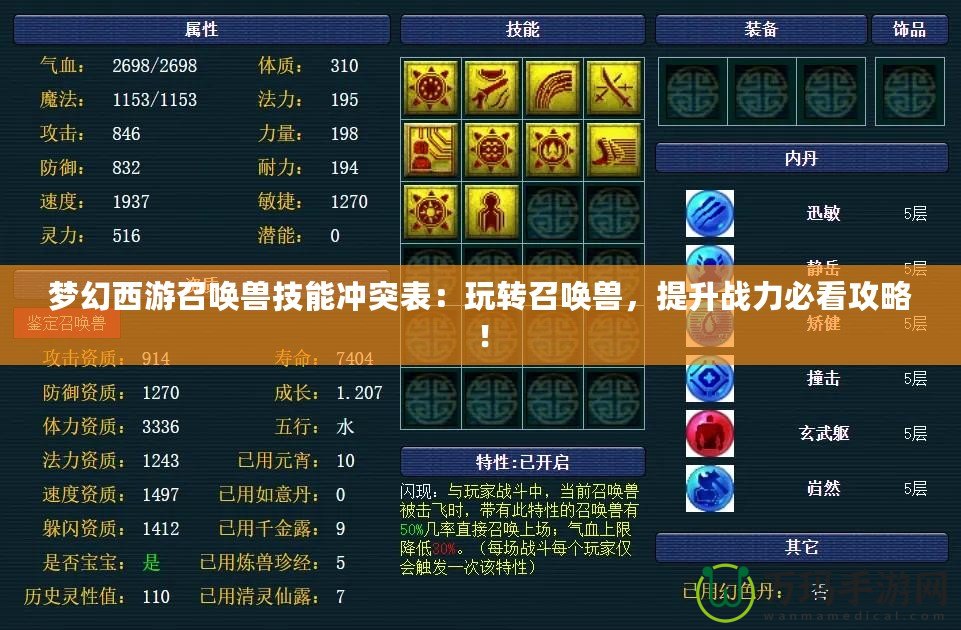 夢幻西游召喚獸技能沖突表：玩轉召喚獸，提升戰力必看攻略！