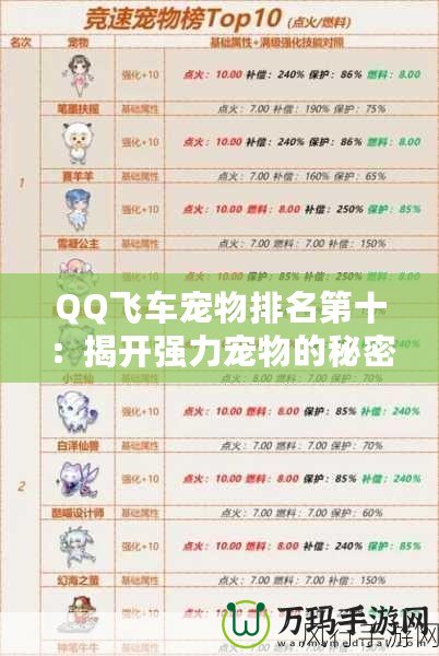 QQ飛車寵物排名第十：揭開強力寵物的秘密，成就極速王者