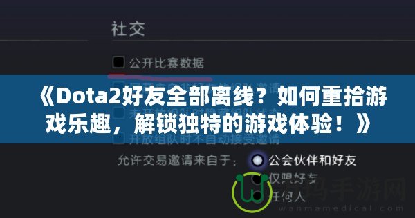 《Dota2好友全部離線？如何重拾游戲樂趣，解鎖獨(dú)特的游戲體驗(yàn)！》