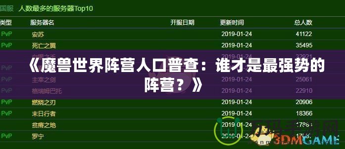 《魔獸世界陣營(yíng)人口普查：誰(shuí)才是最強(qiáng)勢(shì)的陣營(yíng)？》