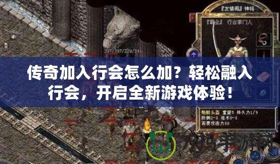 傳奇加入行會怎么加？輕松融入行會，開啟全新游戲體驗！