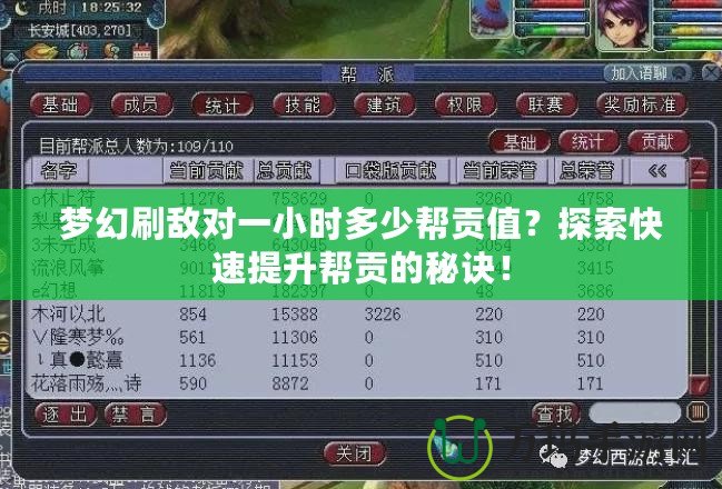 夢幻刷敵對一小時多少幫貢值？探索快速提升幫貢的秘訣！