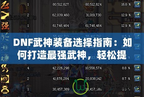 DNF武神裝備選擇指南：如何打造最強武神，輕松提升戰斗力！