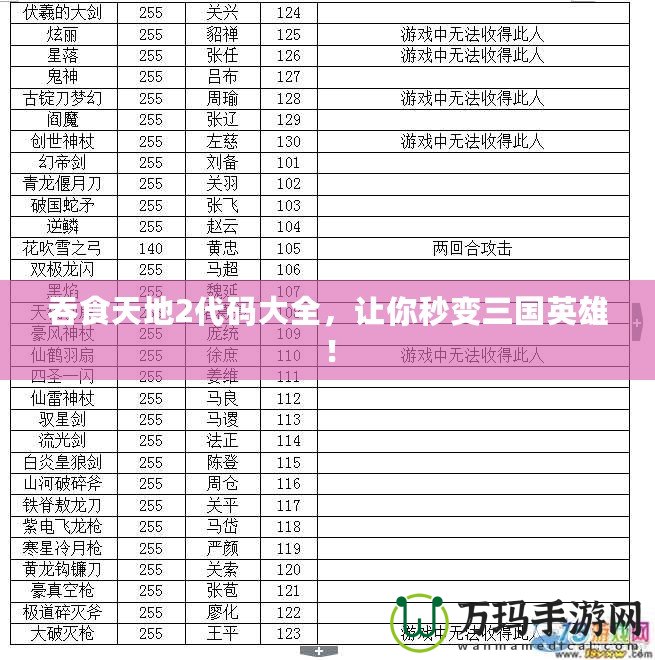 吞食天地2代碼大全，讓你秒變三國英雄！