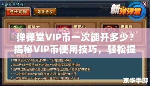 彈彈堂VIP幣一次能開多少？揭秘VIP幣使用技巧，輕松提升游戲體驗！