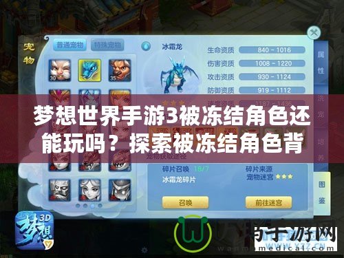 夢想世界手游3被凍結角色還能玩嗎？探索被凍結角色背后的秘密
