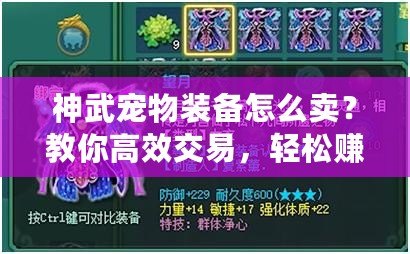 神武寵物裝備怎么賣？教你高效交易，輕松賺取豐厚利潤！