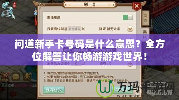 問道新手卡號碼是什么意思？全方位解答讓你暢游游戲世界！