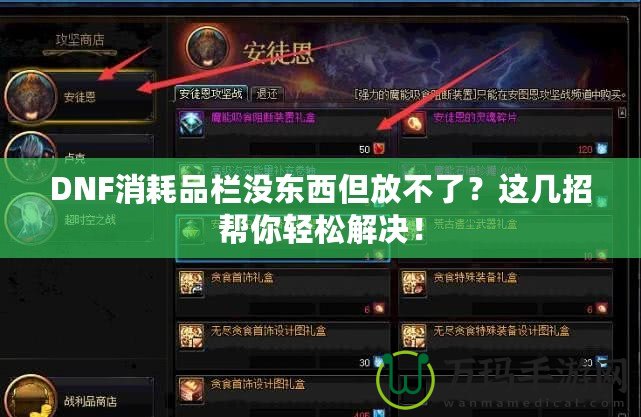 DNF消耗品欄沒東西但放不了？這幾招幫你輕松解決！