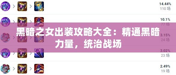 黑暗之女出裝攻略大全：精通黑暗力量，統治戰場