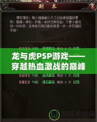 龍與虎PSP游戲——穿越熱血激戰的巔峰時刻
