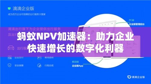 螞蟻NPV加速器：助力企業快速增長的數字化利器
