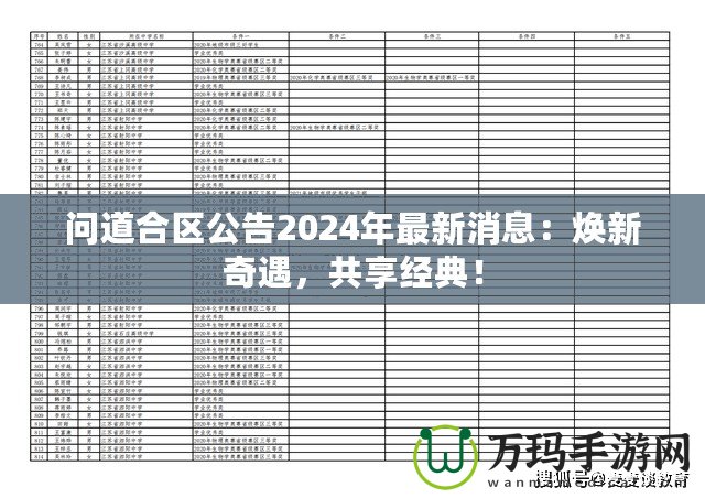問道合區(qū)公告2024年最新消息：煥新奇遇，共享經(jīng)典！