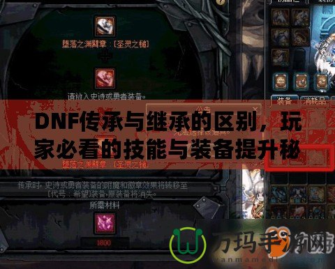 DNF傳承與繼承的區別，玩家必看的技能與裝備提升秘籍！