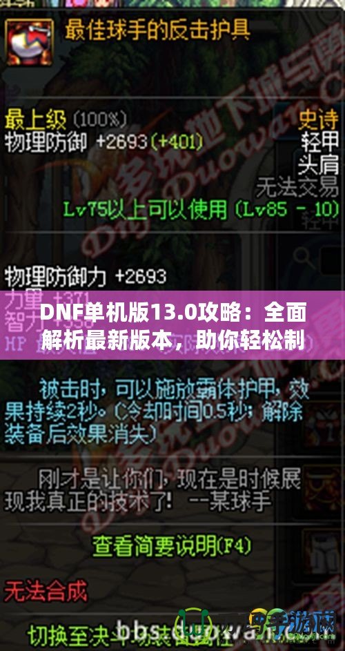 DNF單機版13.0攻略：全面解析最新版本，助你輕松制霸地下城！