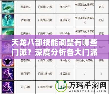 天龍八部技能調整有哪些門派？深度分析各大門派技能變化與優化！