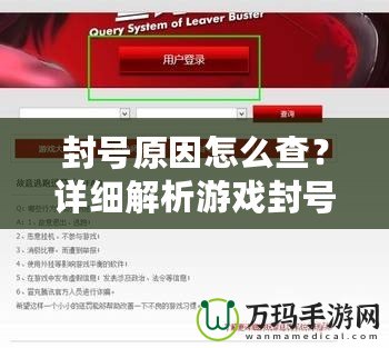 封號原因怎么查？詳細解析游戲封號背后的秘密
