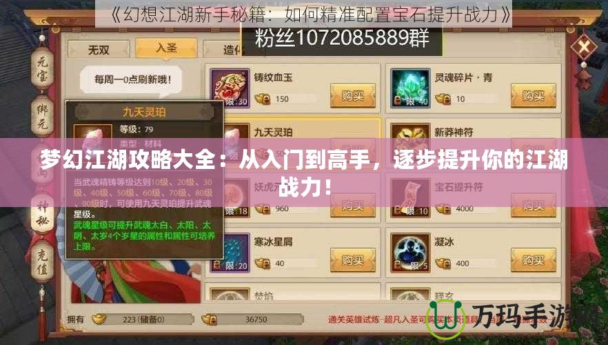 夢(mèng)幻江湖攻略大全：從入門到高手，逐步提升你的江湖戰(zhàn)力！
