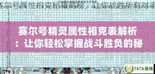 賽爾號精靈屬性相克表解析：讓你輕松掌握戰斗勝負的秘密