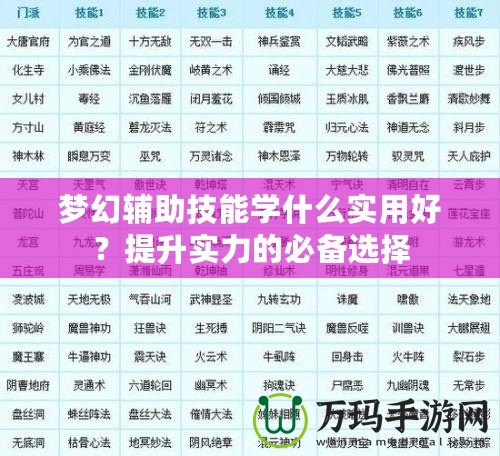 夢幻輔助技能學什么實用好？提升實力的必備選擇