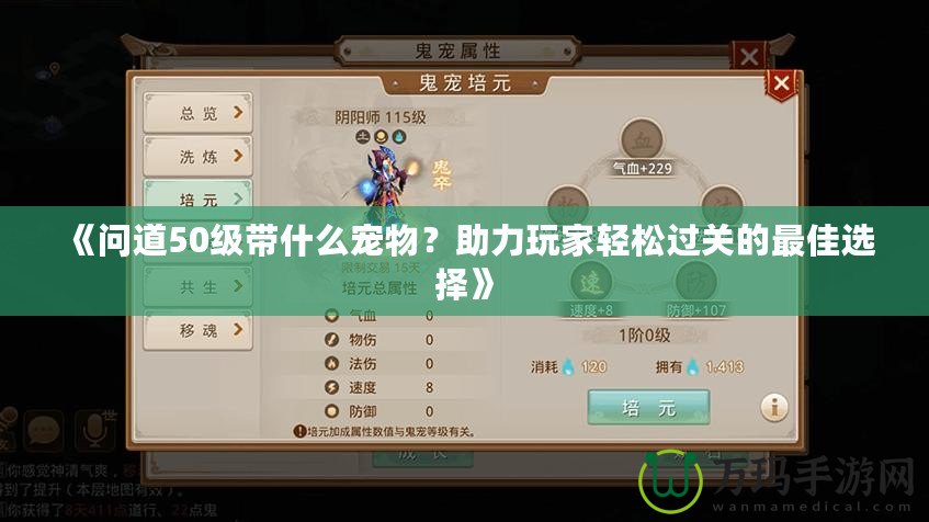 《問道50級帶什么寵物？助力玩家輕松過關的最佳選擇》