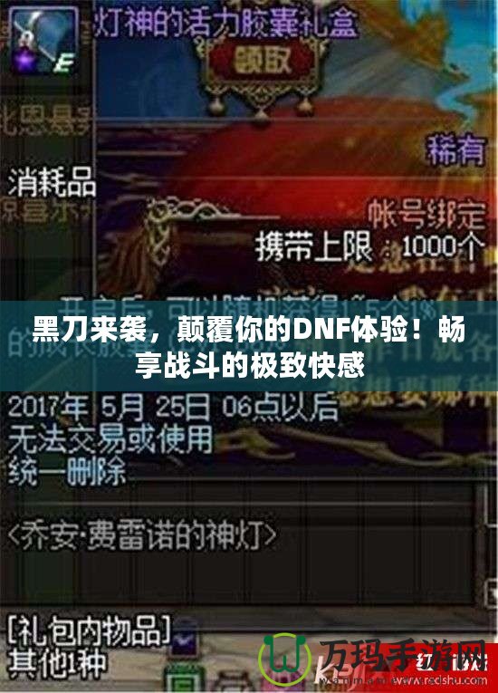 黑刀來襲，顛覆你的DNF體驗！暢享戰斗的極致快感