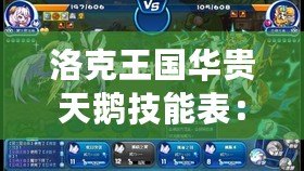 洛克王國華貴天鵝技能表：解鎖華麗魅力與超強戰斗力