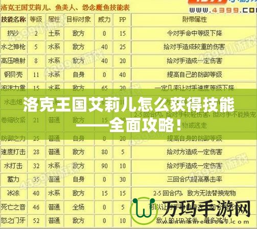 洛克王國(guó)艾莉兒怎么獲得技能——全面攻略！