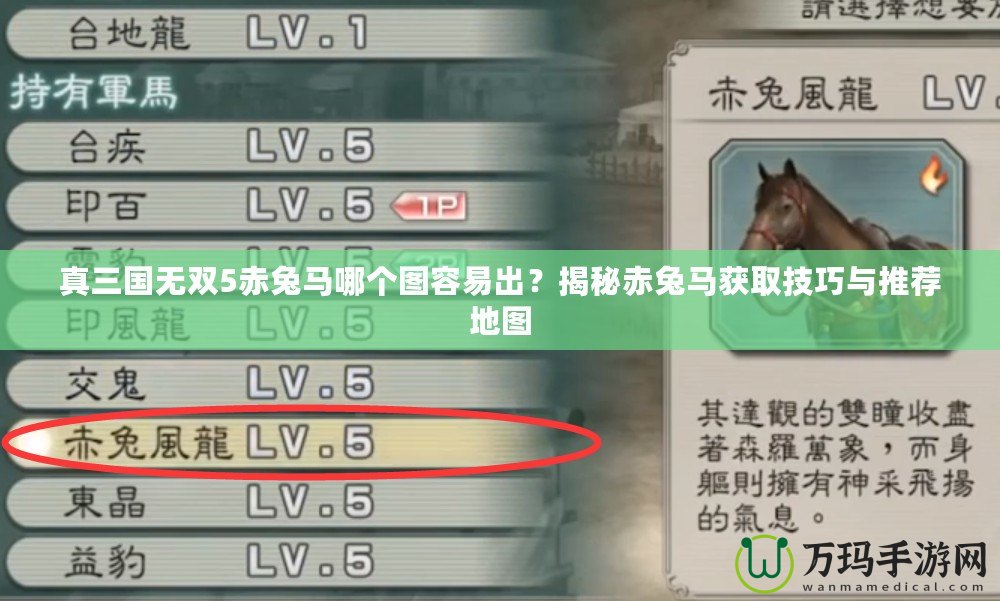 真三國無雙5赤兔馬哪個圖容易出？揭秘赤兔馬獲取技巧與推薦地圖